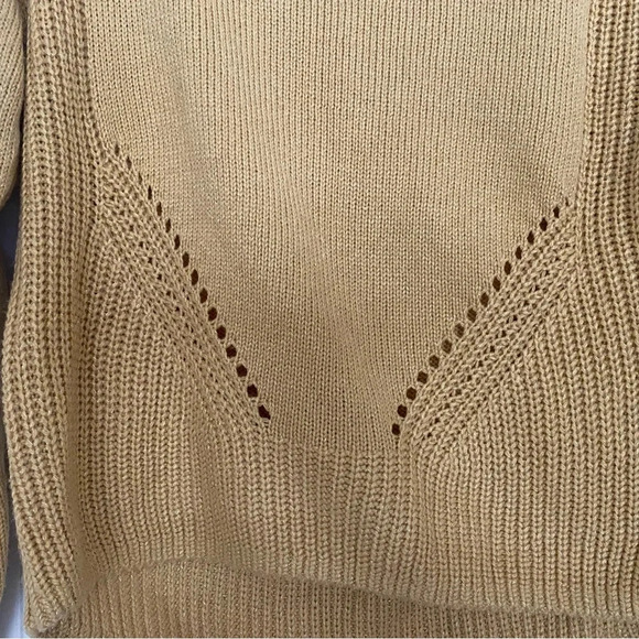 Aeropastele Brown Gold Crewneck Sweater Size Small, Like New, Cut Out Detail - Picture 3 of 3